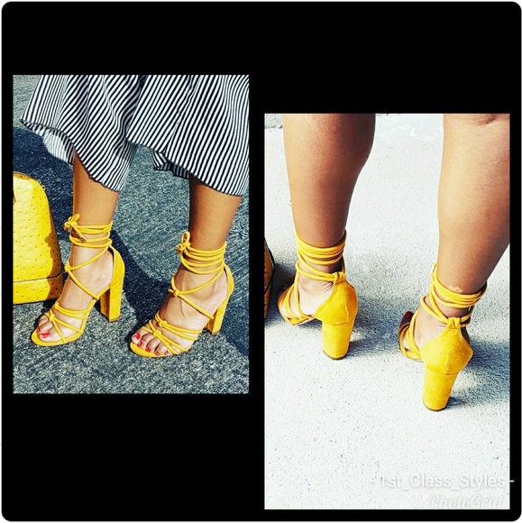 Mustard Suede Heels - Picture 1 of 1